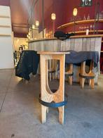 7 vintage houten barkrukken, Huis en Inrichting, Barkrukken, Ophalen, Gebruikt