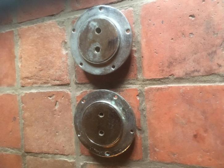 inspektieluiken Brons vernikkeld 2 stuks 15 cm doormeter, Watersport en Boten, Bootonderdelen, Gebruikt, Overige typen, Zeilboot of Motorboot