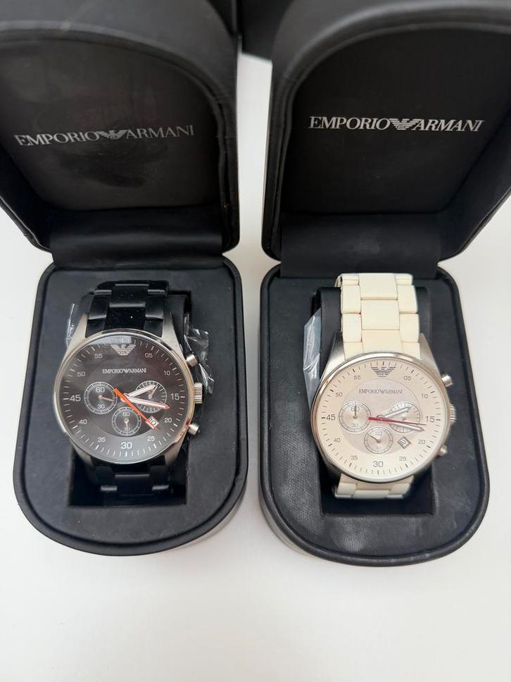 Onafscheidelijke set van 2 Emporio Armani horloges, Handtassen en Accessoires, Horloges | Heren, Gebruikt, Polshorloge, Overige merken