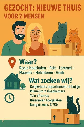GEZOCHT: Huisje of appartement