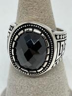 Zilveren ring met onyx, Bijoux, Sacs & Beauté, Bagues, Avec pierre précieuse, Noir, Argent, Femme