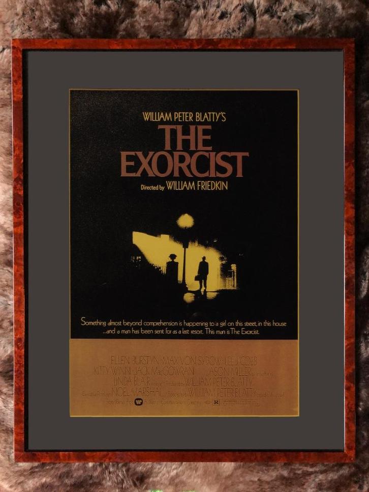 Ingelijste filmaffiche Friedkin The Exorcist 1973, Verzamelen, Posters, Zo goed als nieuw, Film en Tv, A4 of kleiner, Rechthoekig Staand
