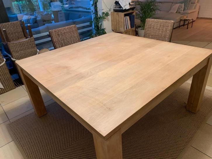 vierkante eiken tafel - Massief, Huis en Inrichting, Tafels | Eettafels, Gebruikt, 150 tot 200 cm, 150 tot 200 cm, Vijf personen of meer
