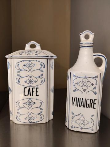Franse vintage keuken voorraad potten café/vinaigre beschikbaar voor biedingen