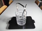Vintage Art Deco glazen ijsemmer+pincet+gemelineerd dienblad, Antiek en Kunst, Ophalen of Verzenden