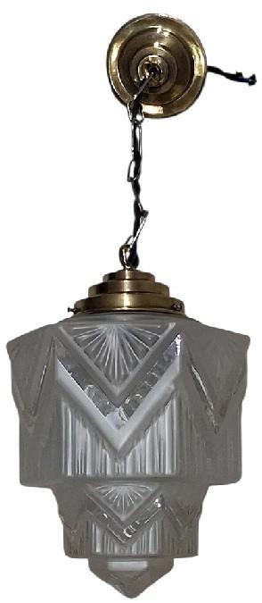 skyscraper art-deco hanglamp., Antiquités & Art, Antiquités | Éclairage, Enlèvement