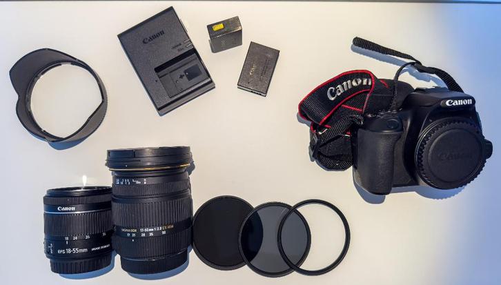 Canon EOS 250D + Objectif Sigma 17-50mm, Audio, Tv en Foto, Fotocamera's Digitaal, Zo goed als nieuw, Spiegelreflex, Canon, Geen optische zoom