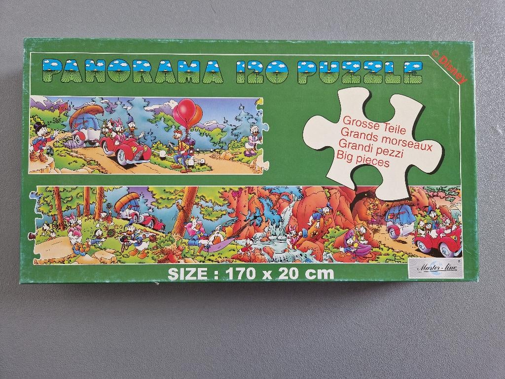 Disney Panorama Puzzel — De familie van Donald, Hobby en Vrije tijd, Ophalen of Verzenden, Minder dan 500 stukjes, Gebruikt, Legpuzzel