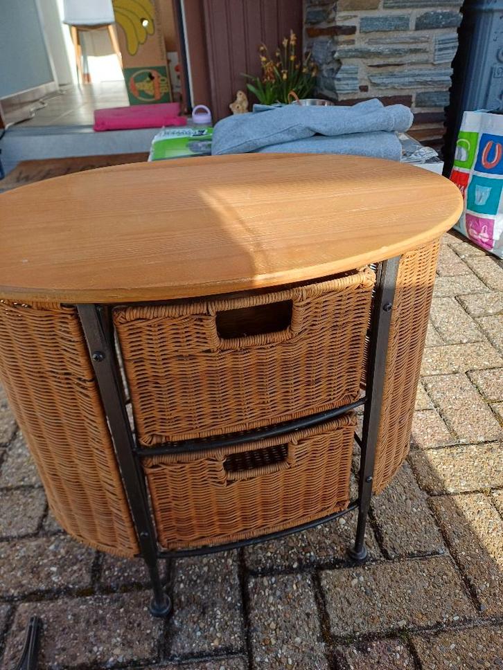 Houten kast met 2 lades, Maison & Meubles, Armoires | Commodes, Utilisé, Moins de 100 cm, 50 à 100 cm, Chêne, 1 ou 2 tiroirs, Enlèvement