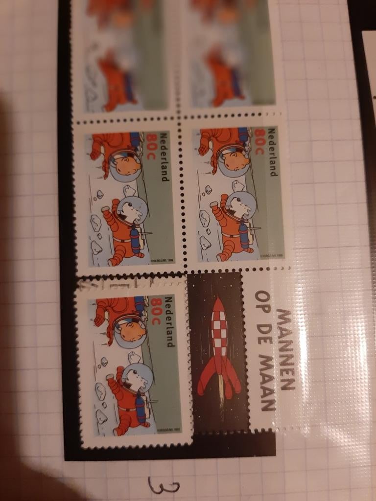 Kuifje 3 postzegelblokje mannen op de maan, Verzenden