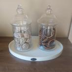 Dienblad met 2 gevulde glazen vazen, Ophalen of Verzenden