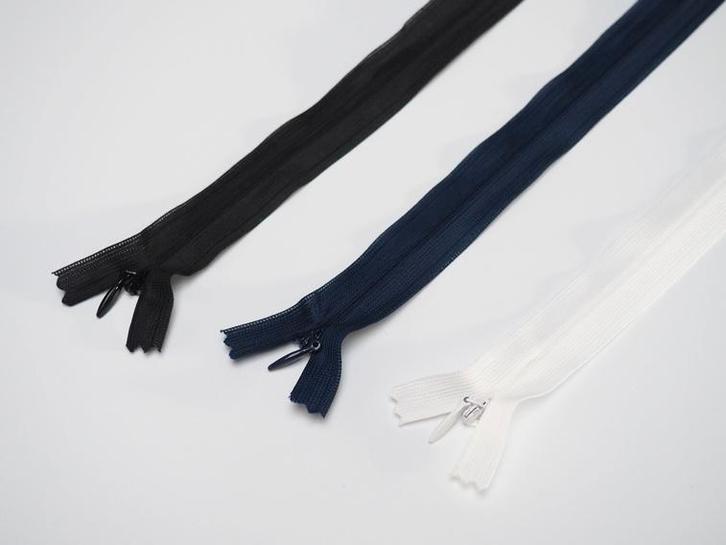 127) 3 Blinde ritsen 40cm in wit zwart en donkerblauw, Hobby en Vrije tijd, Naaien en Fournituren, Nieuw, Rits of Sluiting, Ophalen of Verzenden