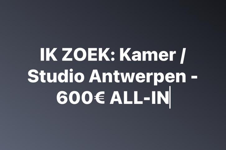 Ik zoek: Kamer/Studio Antwerpen - €600 ALL-IN, Immo, Op zoek naar een appartement