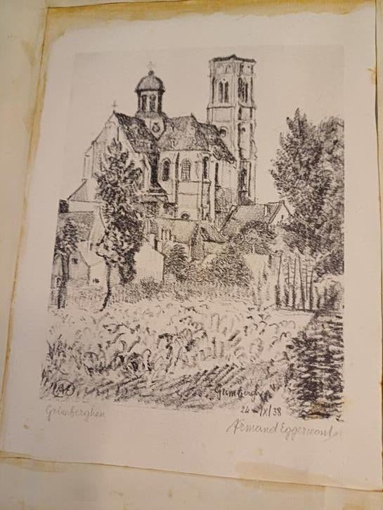 ANCIENNE ABBAYE DE DESSIN À LA PLUME DE GRIMBERGEN, Enlèvement ou Envoi