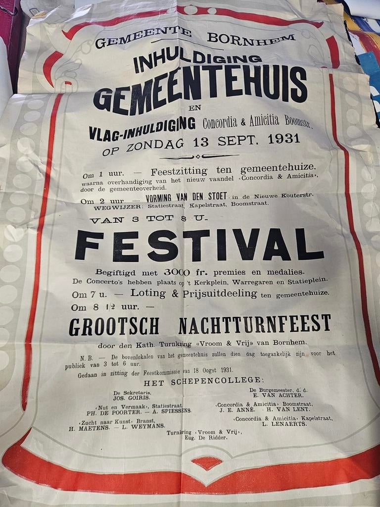 Oude affiche Bornem 1931, Verzamelen, Verzenden