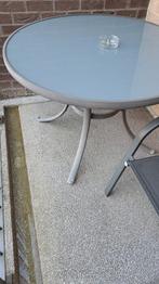 tuintafel met 2 tuinstoelen, Tuin en Terras, Tuintafels, Ophalen, Zo goed als nieuw, Rond, Metaal
