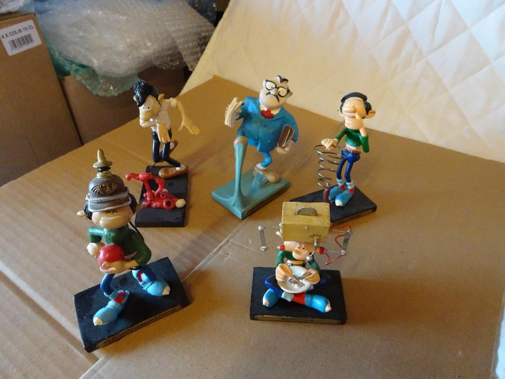 5 Figurines Plastoy - Gaston Lagaffe -  Série 02, Collections, Enlèvement ou Envoi, Gaston ou Spirou, Utilisé, Statue ou Figurine