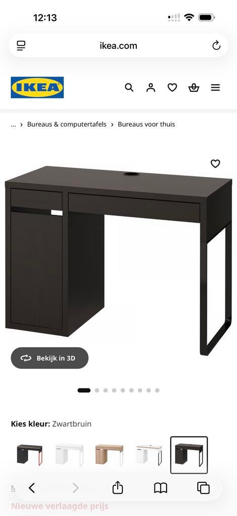 Ikea micke Bureau zwart, Ophalen, Zo goed als nieuw