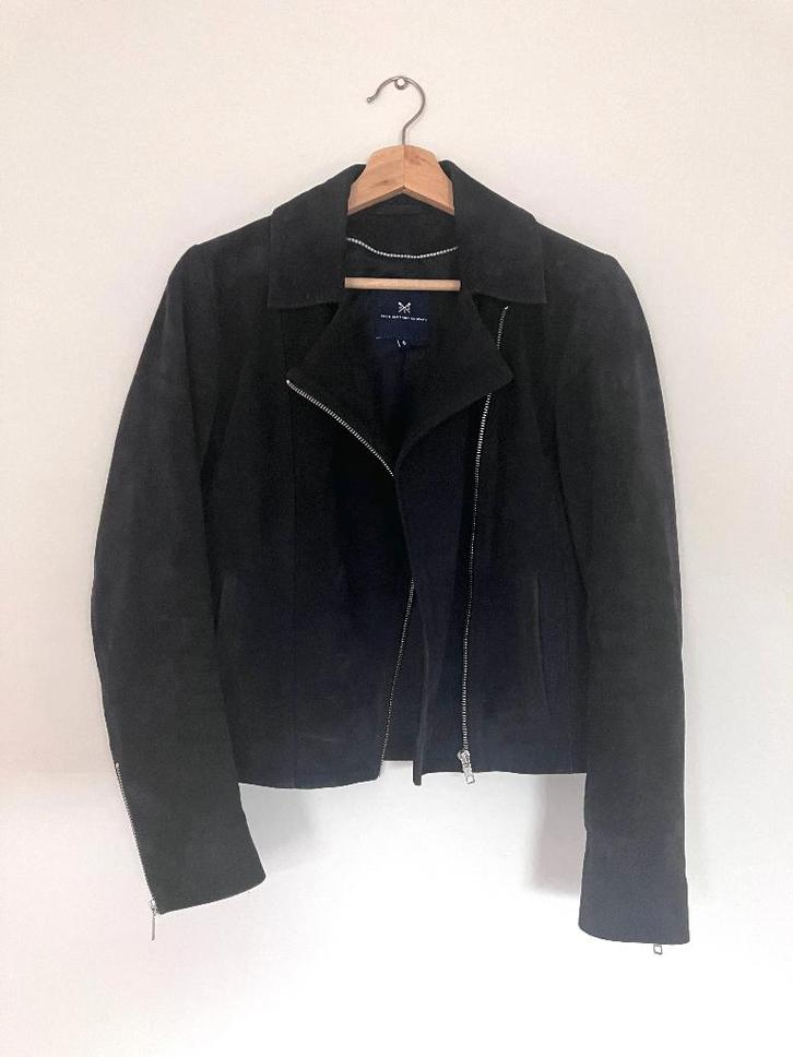 Suede biker jacket met rits in onberispelijke staat EU 36, Kleding | Dames, Jasjes, Kostuums en Pakken, Zo goed als nieuw, Jasje