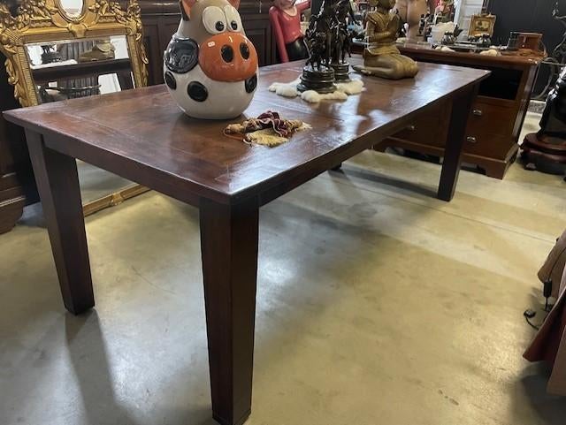 Degelijke hardhouten tafel, Huis en Inrichting, Tafels | Eettafels, Ophalen, Gebruikt, Rechthoekig