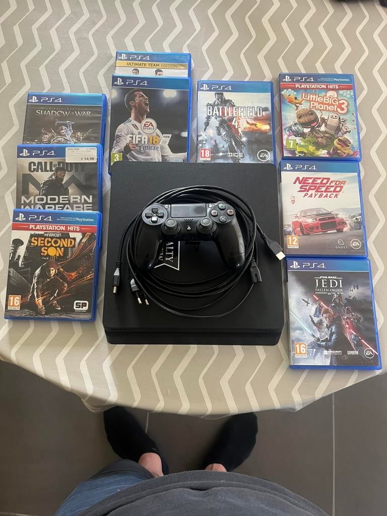 Ps4 slim 500gb + 9 games, Ophalen, Met 1 controller, Slim, 500 GB