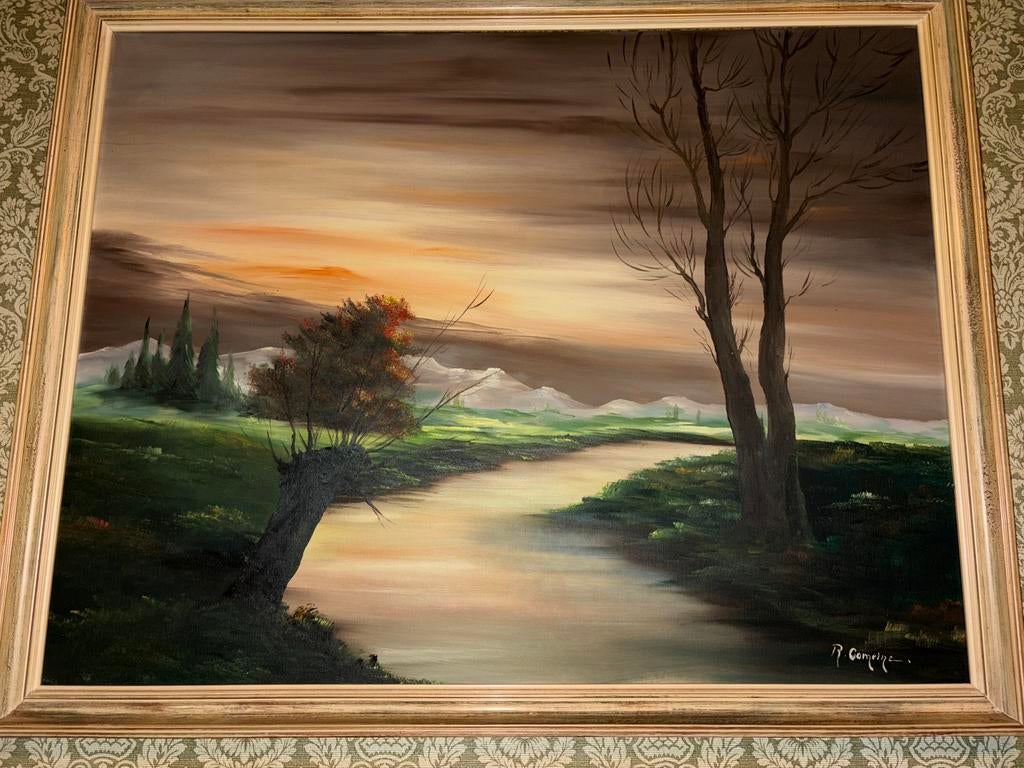 Tableau  rivière 120x70, Antiquités & Art, Art | Peinture | Classique, Enlèvement