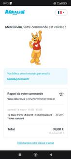 Revend ticket aqualibi soirée du 14 mars 2026, Tickets & Billets