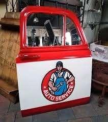 Auto Service spiegel deur retro look, Verzamelen, Retro, Huis en Inrichting, Ophalen of Verzenden