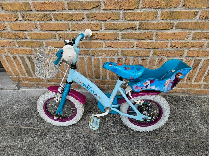 Disney Frozen 2 Kinderfiets - 12 inch - Blauw/Paars, Fietsen en Brommers, Fietsen | Kinderfietsjes, Zo goed als nieuw, Minder dan 16 inch