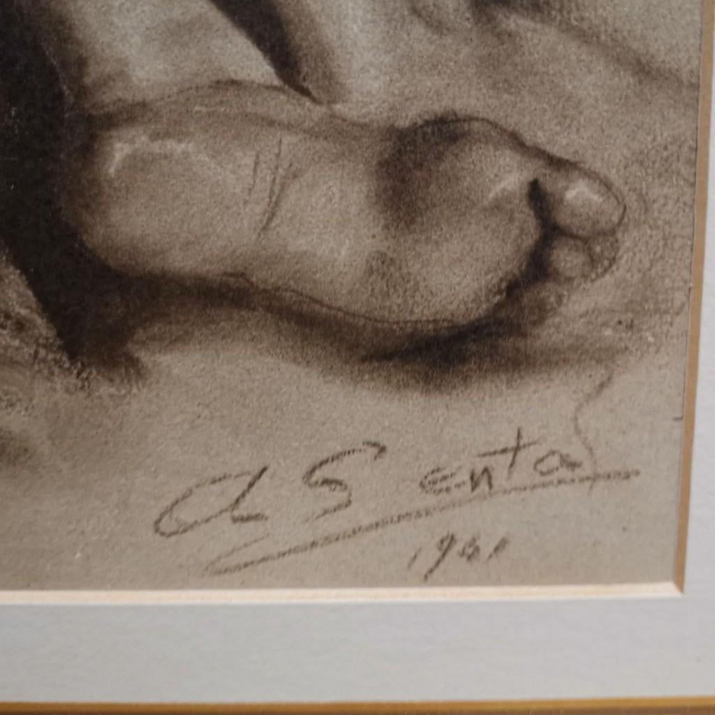 Assis nu (1941) - Albert Genta, Antiquités & Art, Enlèvement, Vie quotidienne, Autres techniques, 1950 - 1999