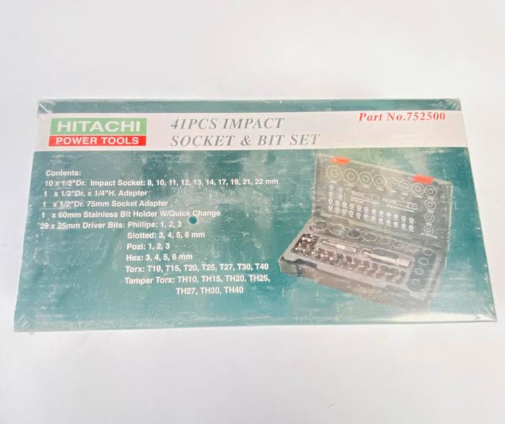 Hitachi 41 delig bittenset en doppensleutels, Doe-het-zelf en Bouw, Gereedschap | Handgereedschap, Nieuw, Ophalen of Verzenden