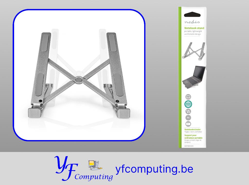 Support PC portable Nedis 17" aluminium NBSTND100SI, Informatique & Logiciels, Supports d'ordinateur portable, Neuf, Enlèvement ou Envoi