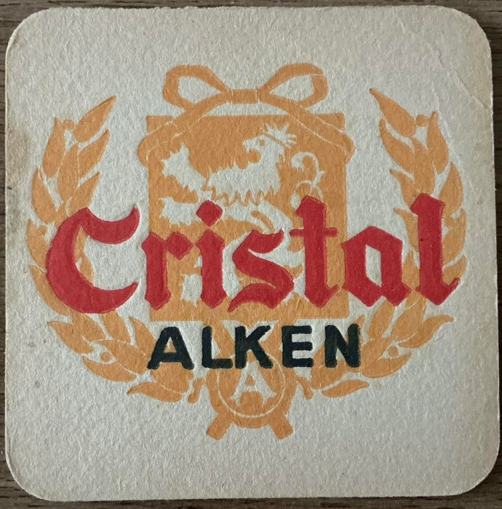CRISTAL ALKEN/oud bierviltje, Verzamelen, Biermerken, Ophalen of Verzenden, Zo goed als nieuw, Viltje(s), Overige merken