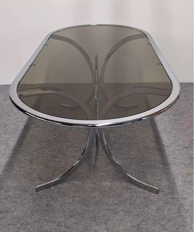 Table ovale à manger en métal chromé&verre trempé&fumé, Maison & Meubles, Tables | Tables à manger, Comme neuf, Enlèvement