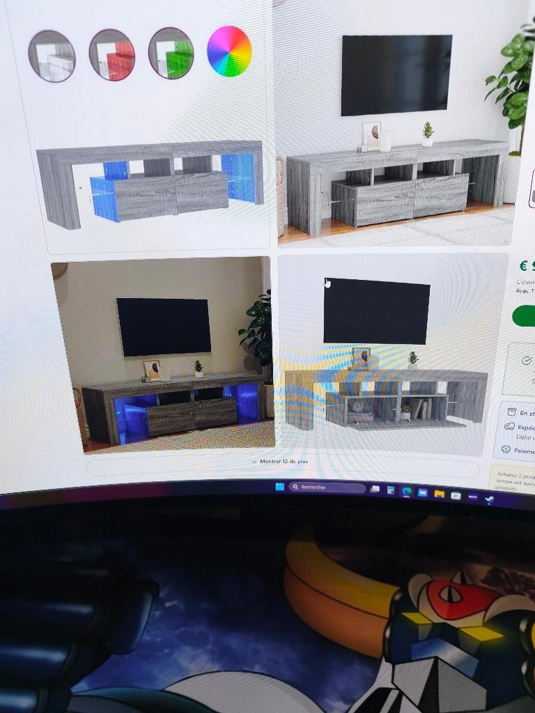 Meuble TV avec lumières LED RVB Neuf, Ophalen, 100 tot 150 cm, Nieuw, Minder dan 100 cm