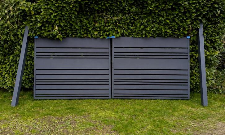 (NIEUW) Moderne stalen draaipoort, Tuin en Terras, Tuinpoorten, Nieuw, Draaipoort, Staal, 150 tot 200 cm, 200 cm of meer, Ophalen