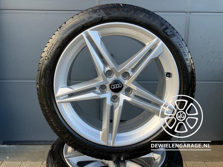 18 inch Audi A4 Velgen Origineel S-line Michelin 5x112, Auto-onderdelen, Banden en Velgen, Banden en Velgen, Zomerbanden, 18 inch