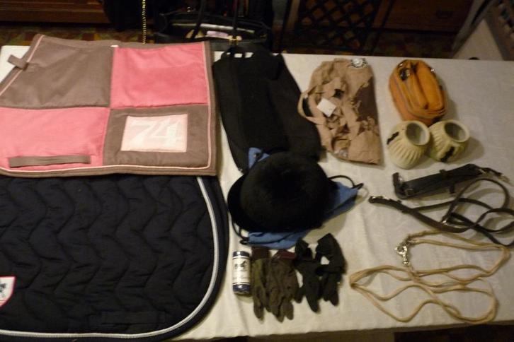 tapis selle, bombe, mini chaps, cloche, gogue..., Animaux & Accessoires, Chevaux & Poneys | Brides & Harnachement, Comme neuf