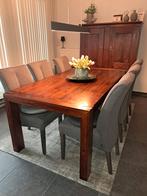 Tafel, bruin (massief) en 6 stoelen grijs Henders & Hazel, Huis en Inrichting, Stoelen, Ophalen, Gebruikt, Bruin, Modern