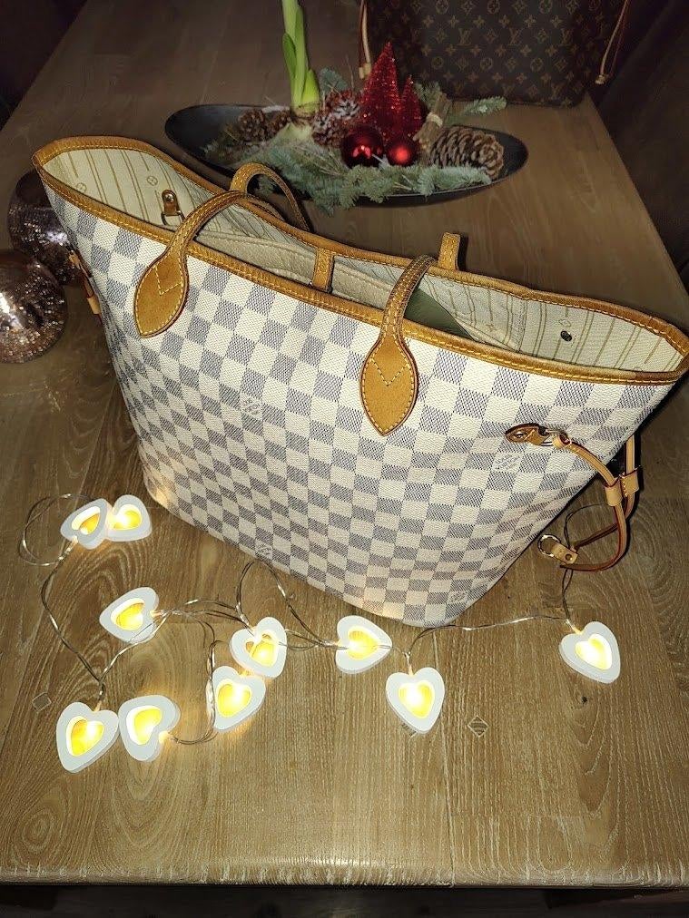 LOUIS VUITTON NEVERFULL MM TOTE BAG DAMIER AZUR N51107, Ophalen of Verzenden, Gebruikt, Grijs, Handtas