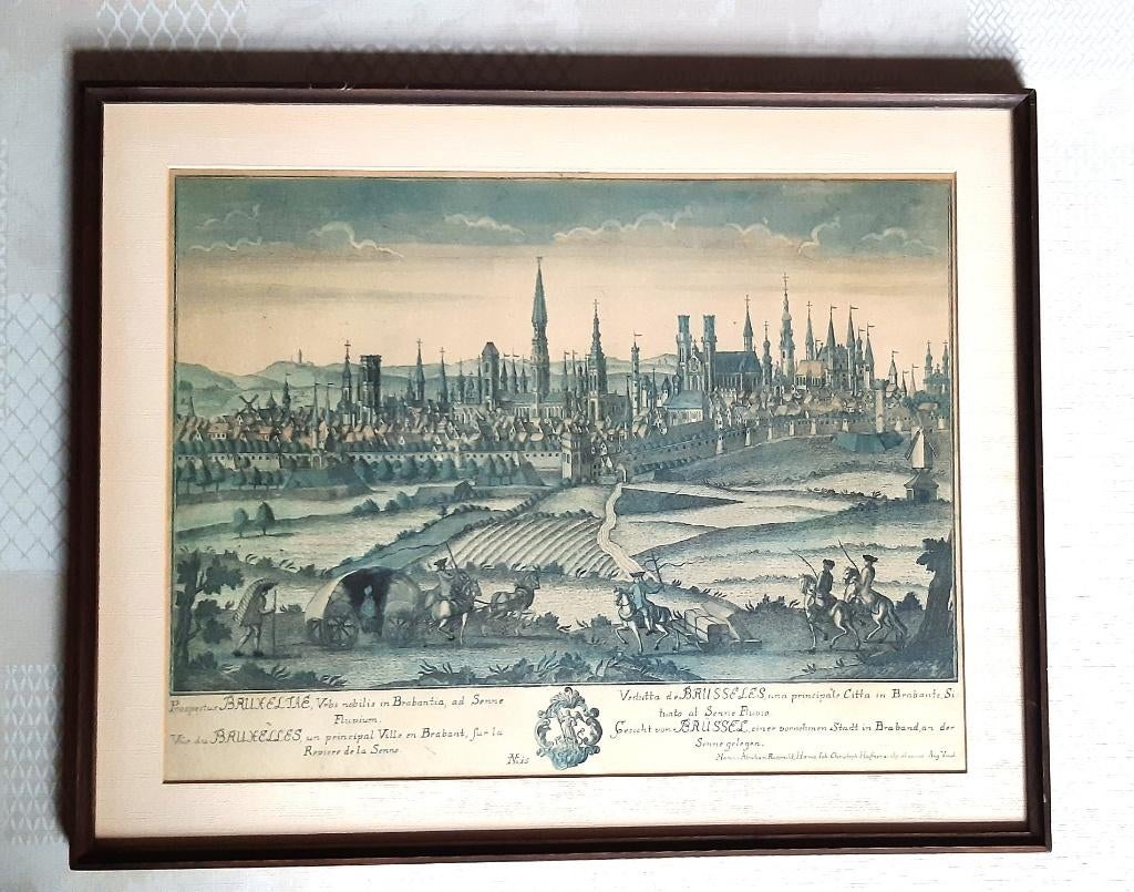 Gravure/estampe de la ville historique Bruxelles A Rupprecht, Enlèvement, Vue urbaine, Autres techniques, Encadré