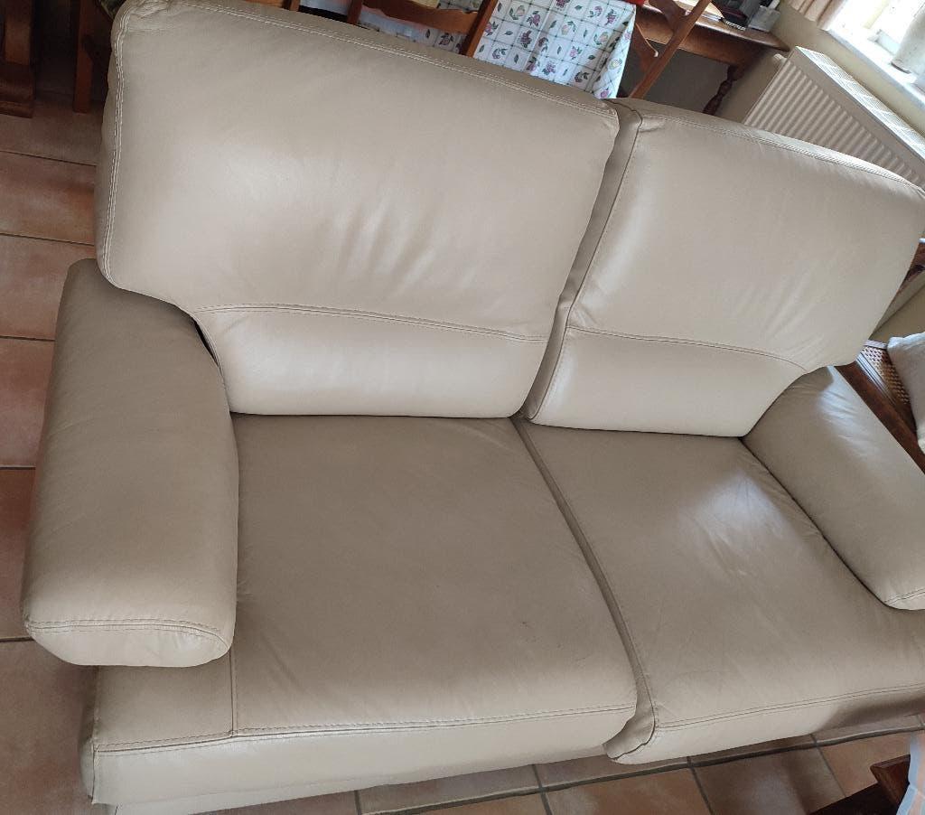 Canapé cuir 2 places, Maison & Meubles, Canapés | Salons, Banc droit, Enlèvement, Utilisé, Cuir