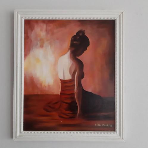 Schilderij: "Dreaming Woman""., Antiek en Kunst, Kunst | Schilderijen | Klassiek, Ophalen of Verzenden