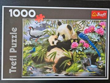 Puzzel 1000 stukjes, panda's,  volledig.