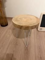 Bijzettafel boomstam met wit onderstel nieuw, Ophalen, Zo goed als nieuw