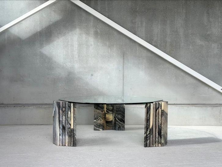 Vintage marble coffeetable, rond, 1980’s, Antiek en Kunst, Antiek | Meubels | Tafels, Ophalen