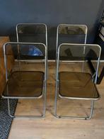 4 Vintage retro plexiglas klapstoelen, Huis en Inrichting, Ophalen, Gebruikt, Metaal, Vier