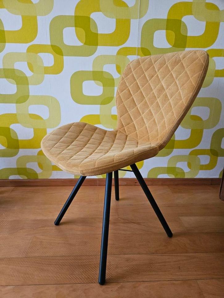 4x Gele retro stoelen., Huis en Inrichting, Stoelen, Zwart, Ophalen