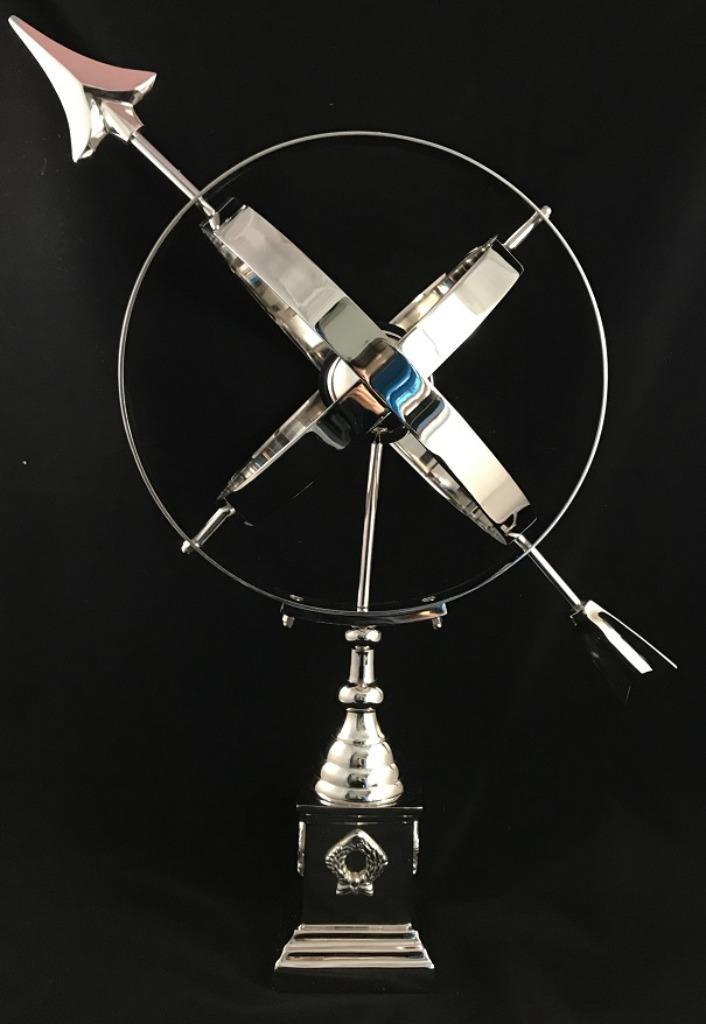 Prachtige zonnewijzer op voet, aluminium-vernikkeld, decorat, Tuin en Terras, Zonnewijzers, Ophalen of Verzenden