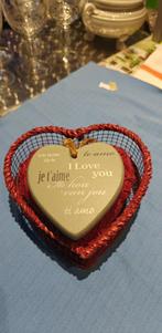 valentijn hartje in hout rood/ grijs  diam 14 cm, Enlèvement ou Envoi, Comme neuf